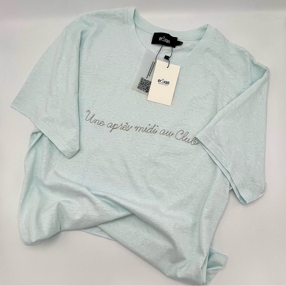 EREVAN Light Blue Men's T-Shirt, 100% cotton, Embroidered, size M, NWT - Picture 5 of 10